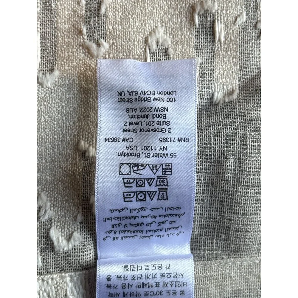 West Elm Sheer Curtain Panel 48x108 Beige White Abstract Diamond Long